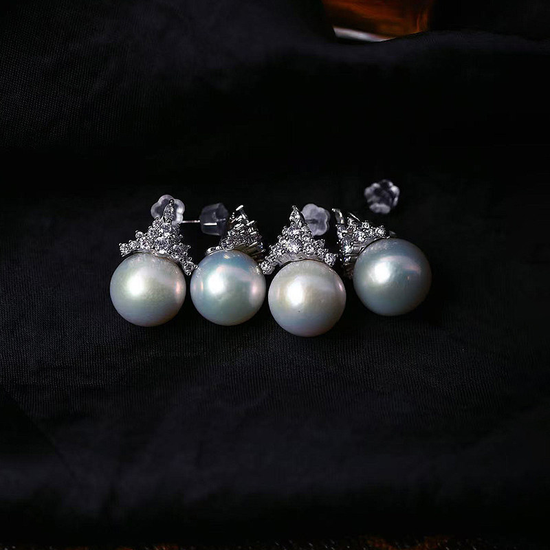 天然淡水白珍珠纯银镶嵌款耳钉耳坠 女款高端珍珠耳饰礼物,淘宝优惠券,粉丝福利购,淘宝优惠卷