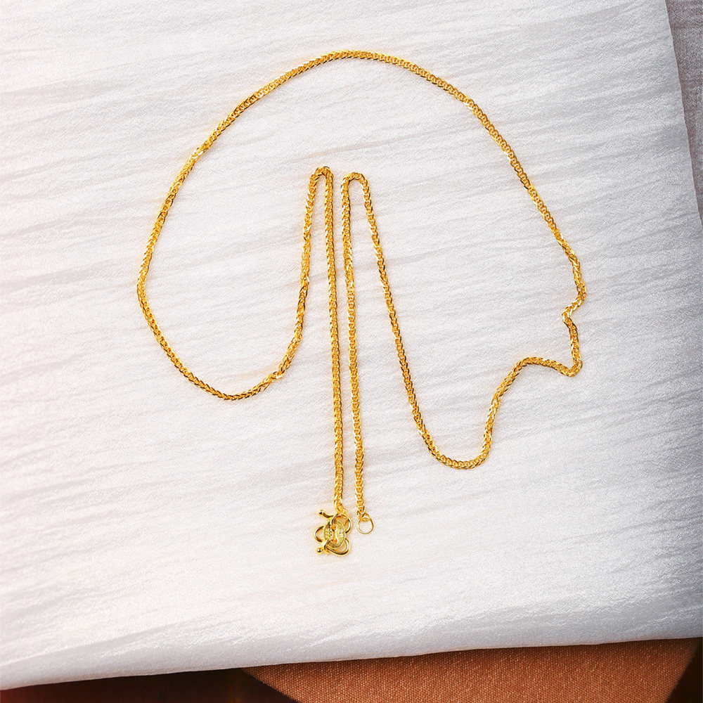 990纯银黄金色肖邦链配链项链女链子无吊坠锁骨链银饰链条单裸链,淘宝优惠券,粉丝福利购,淘宝优惠卷