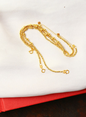 18K金亮面葫芦搭配车花蹦迪珠款手链 女款黄金AU750金正品K金手链