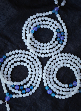 天然新疆料金丝玉佛珠手链女款