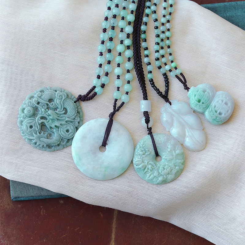 同行直播间清货 天然A货翡翠项链手工雕刻龙牌牡丹花平安扣,淘宝优惠券,粉丝福利购,淘宝优惠卷