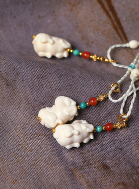 天然猛犸象牙雕刻唐马款小马吊坠男女款马年生肖文玩猛犸挂坠饰品