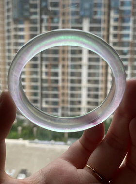 海蓝宝白冰料荧光蓝冰蓝款手镯