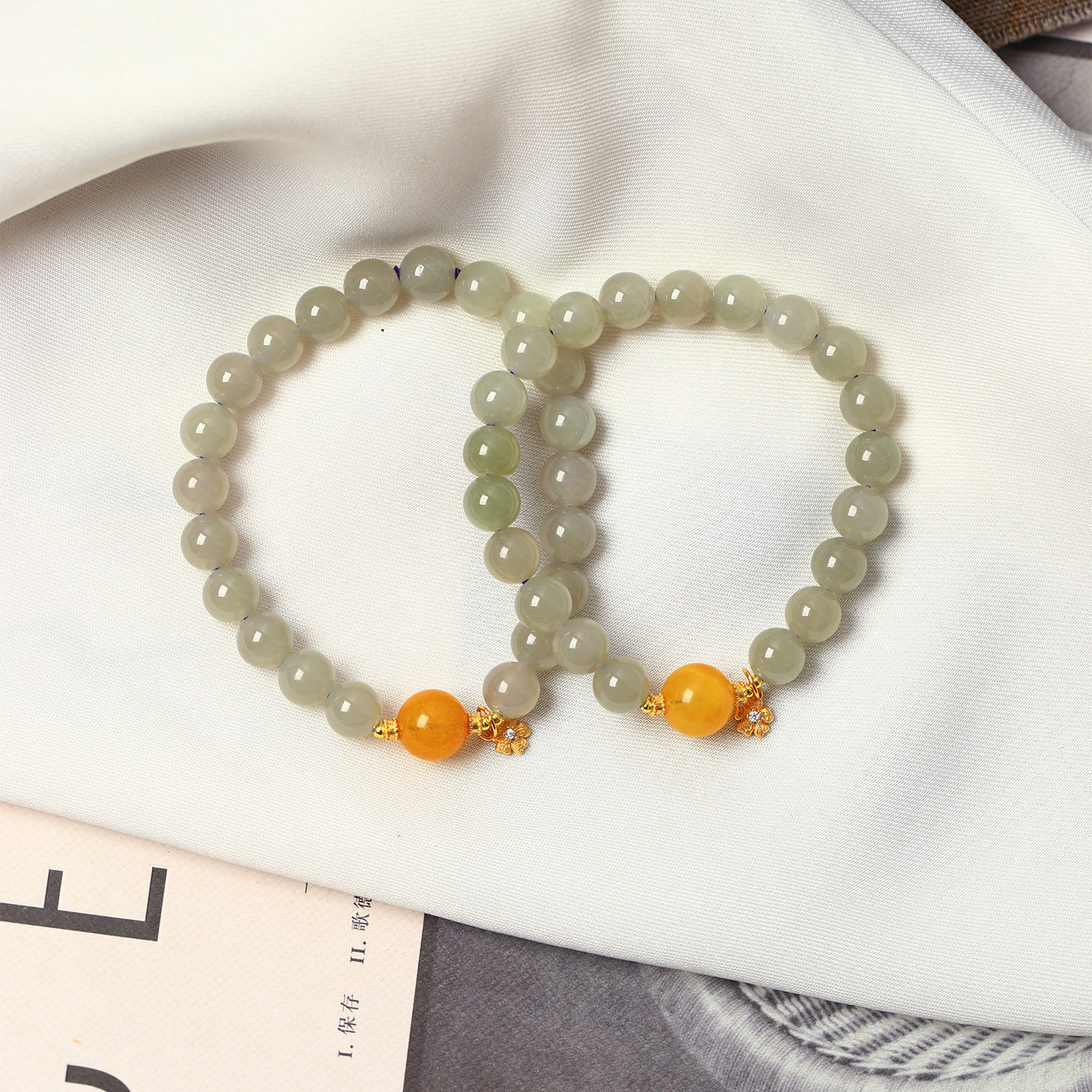 天然和田玉冰料烟灰圆珠原创搭配款手链 女款玉石手串饰品礼物,淘宝优惠券,粉丝福利购,淘宝优惠卷