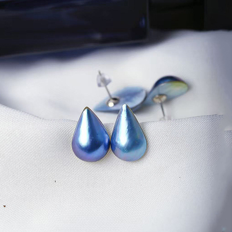 天然海水马贝纯银镶嵌水滴款耳钉 女款高端珍珠耳饰饰品礼物,淘宝优惠券,粉丝福利购,淘宝优惠卷