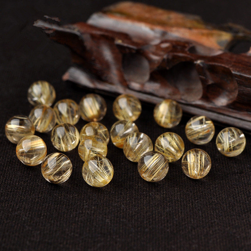 diy饰品配件 天然巴西金发晶钛晶散珠圆珠 黄发晶手链隔珠 半成品,淘宝优惠券,粉丝福利购,淘宝优惠卷