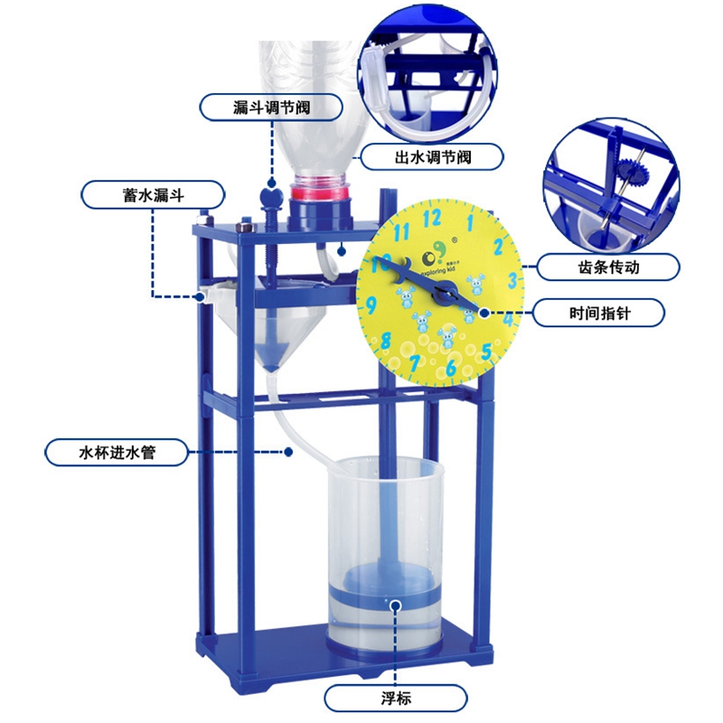 古代水钟探索小子科学实验组装玩具DIY科技手工制作滴水时钟钟表-图0