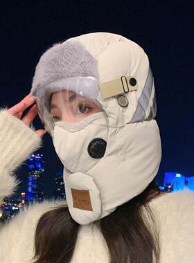 电动车帽子冬雷锋帽女冬
