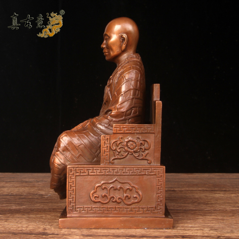真古意 铜六祖像居家摆件六祖慧能大师家居随身车载摆放工艺品 - 图1