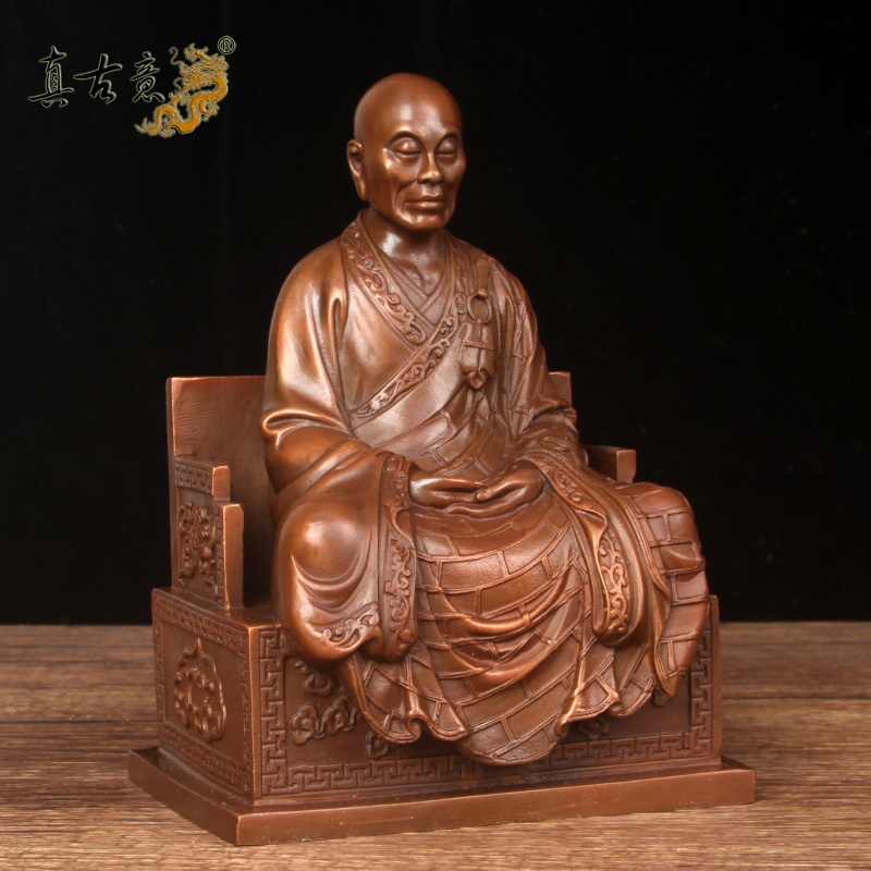 真古意 铜六祖像居家摆件六祖慧能大师家居随身车载摆放工艺品 - 图0