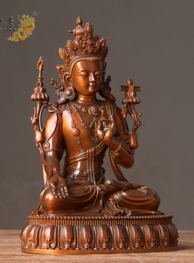 真古意 紫铜白文殊菩萨佛像摆件藏传品定制家居佛堂供奉如法造像