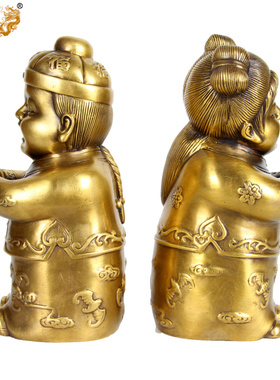 纯铜金童玉女摆件佛像