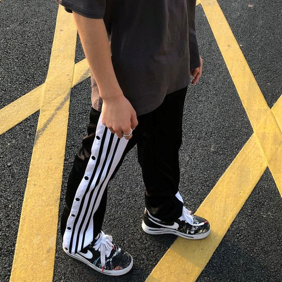 HELIPORT Tarmac Black and White Striped Buttoned Pants