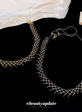 韩系ins编织花边镂空项链个性极