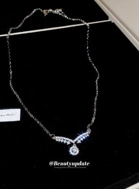 韩系ins锆石圆形吊坠项链个性小