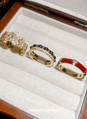 电镀小众食指开口滴油复古锆石