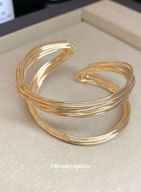 欧美跨境金属扭曲缠绕开口手镯
