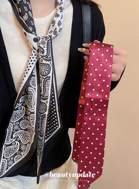 布艺波点腰果花丝巾项链配饰波