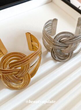 轻奢手环缠绕金属链条开口小众