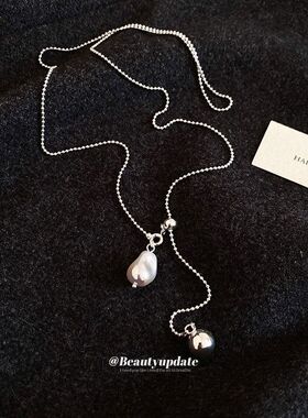 韩系ins豌豆吊坠珍珠项链冷淡风