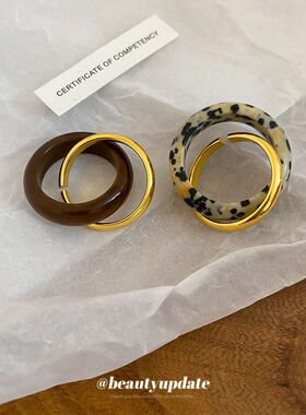 缠绕几何时尚个性简约欧美戒指石头独特食指圆形戒小众指环设计感