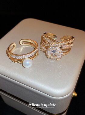 锆石女环抱多层电镀批发戒指食指