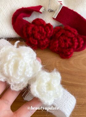 秋冬氛围感针织花朵颈链温柔优雅气质百搭锁骨链轻奢高级感颈链女