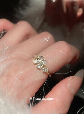 2025新款锆石花朵开口戒指优雅