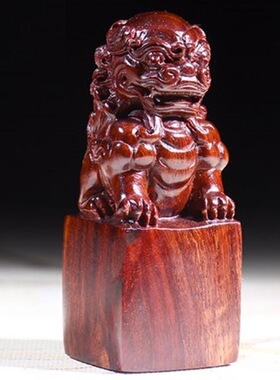 血檀红木瑞兽雕刻钥匙扣