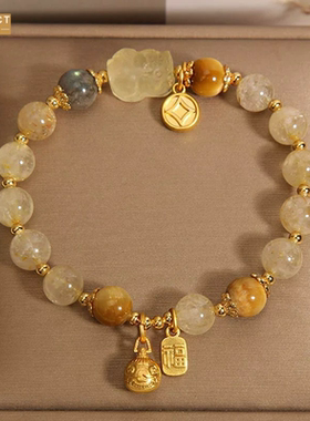 XKDDCT石虎眼石手串兽福牌吊坠新