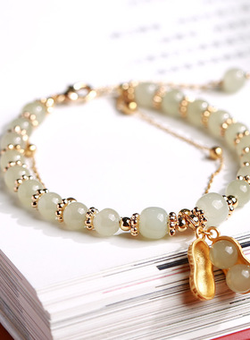 XKDDCT天然6MM晴水和田玉手链女