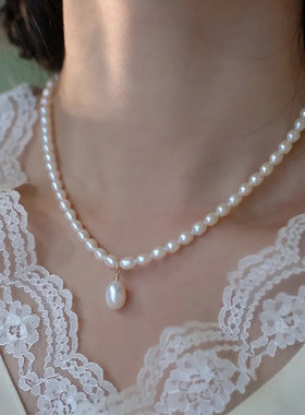 XKDDCT新款淡水项链简约水滴形珍