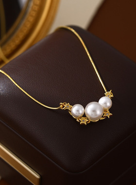 XKDDCT星星项链轻奢珍珠配饰女夏