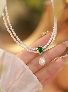 XKDDCT双层淡水珍珠女式项链轻奢