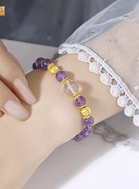 XKDDCT紫水晶猫眼手串女生小众百