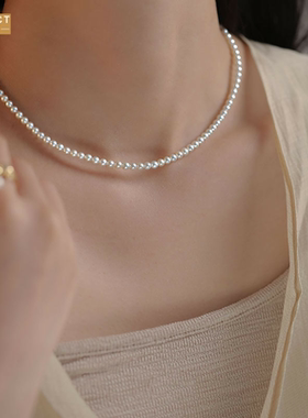 XKDDCT4mm诸近圆淡水珍珠项链高