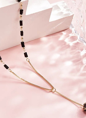 XKDDCT韩版轻奢小众黑色水晶项链