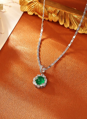 XKDDCT新款祖母绿锆石吊坠项链高