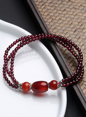 XKDDCT天然三合一石榴石手链红玛
