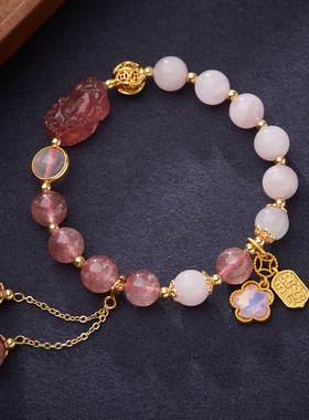 XKDDCT天然粉晶双拼女貔貅有钱花