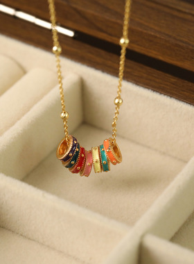 XKDDCT复古彩色珐琅滴釉圆圈耳环