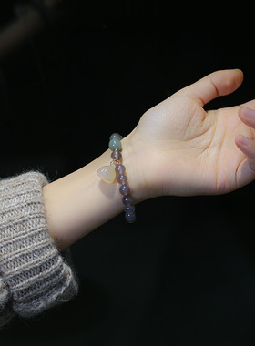 XKDDCT新款灰玛瑙手链女款天然玉