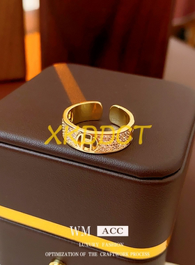 XKDDCT真金电镀锆石金属字母开口