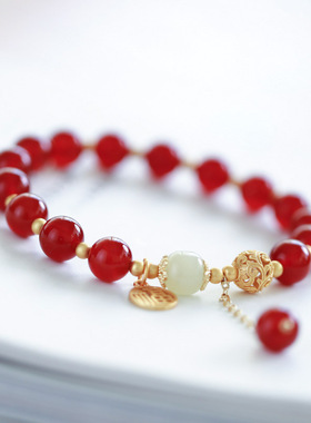 XKDDCT天然8MM红玛瑙手串S925银