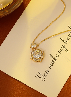 XKDDCT高级感玫瑰切锆石项链精致