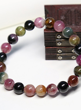 XKDDCT天然手链女彩虹色单圈手串