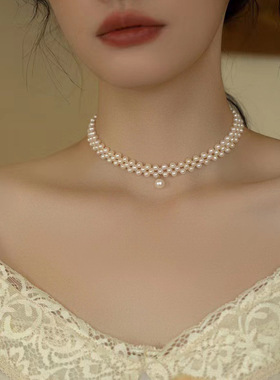 XKDDCT天然淡水珍珠项链手工编织
