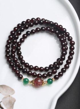 XKDDCT原创三圈石榴石手链情侣手