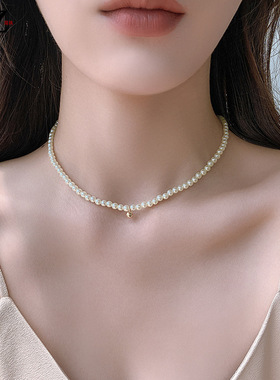 XKDDCT新款珍珠法式项链女夏高级