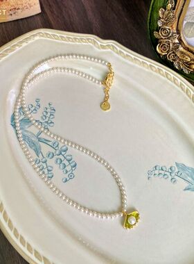 XKDDCT爆款复古法式银杏叶珍珠项